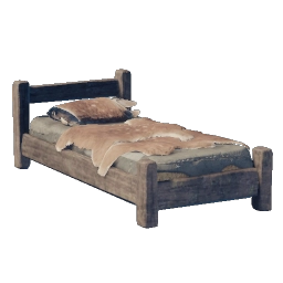 粗雑な木製ベッド