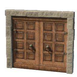 Puerta doble de madera pulida